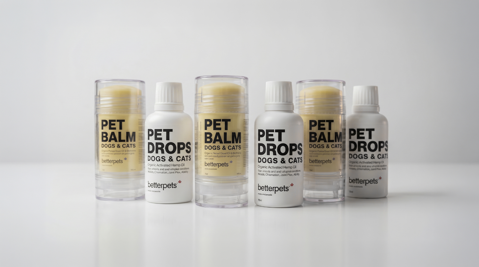 Better Pets wellness product line on white background